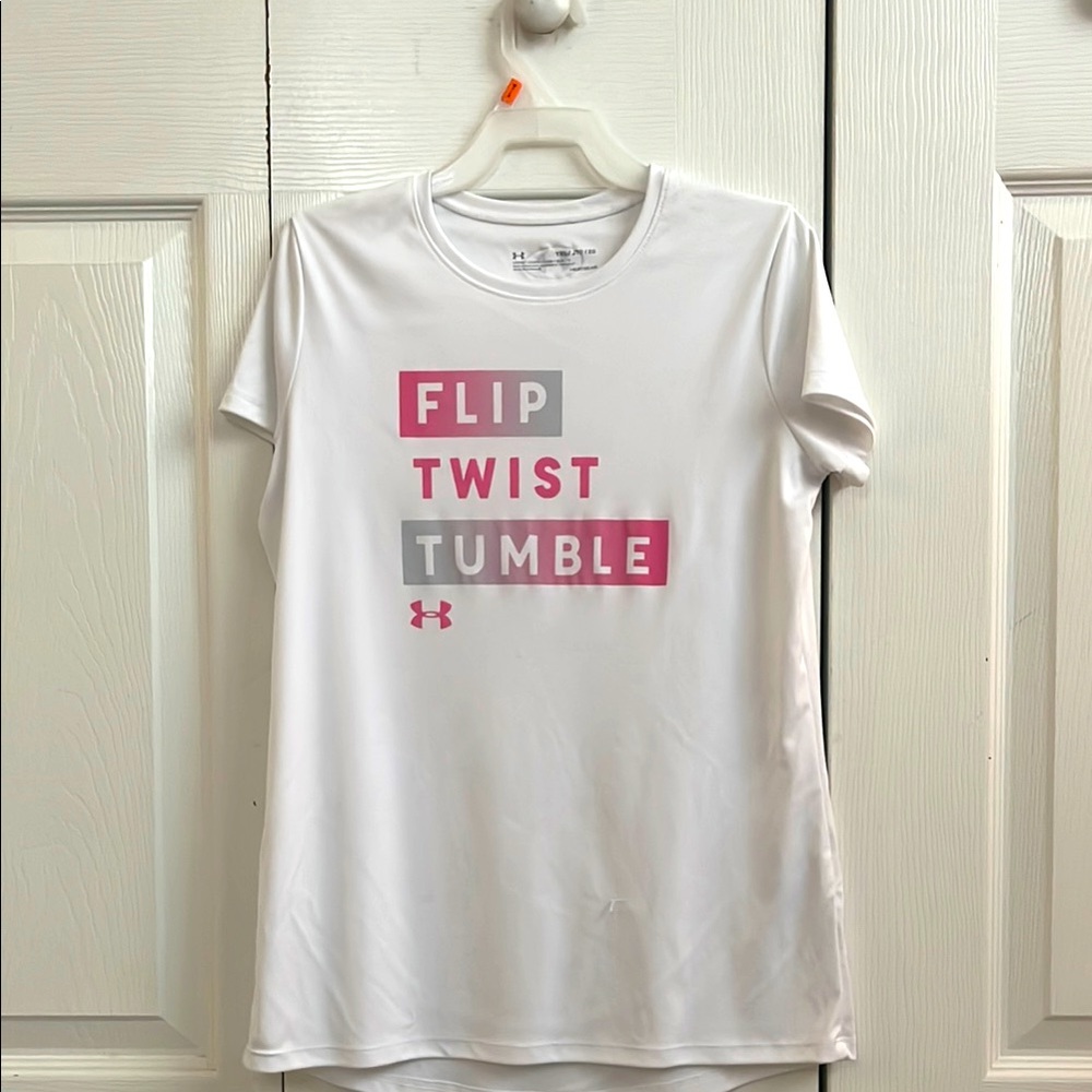 Under Armour White and Pink Graphic Short Sleeve Tee